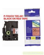 Brosur gambar alat tulis sekolah P-touch Tape Brother TZE-461 Black on Red 36mm