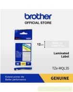 Contoh stationery Brother TZE-MQL35 White on Light Gray 12mm P-touch Tape dan gambarnya