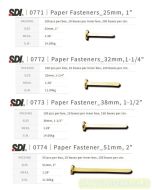 Katalog brosur gambar alat tulis Paper Fastener model SDI 0773 File Fastener 1.5 inch Paku belah Pengikat File Binding