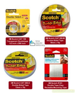 3M Scotch Double tape CAT 136, CAT 200 S/M 12mm 16mm , Scotch R101 reusable Mounting Tape Tersedia di supplier alat tulis sekolah dan kantor terdekat