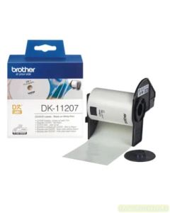 Contoh gambar P-touch Tape Brother DK-11207 CD DVD Label dan bermacam atk Brother P-touch Tape Cartridge