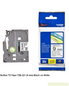 Brother P-touch Tape Cartridge type Brother TZE-221 Black on White 9mm P-touch Tape image