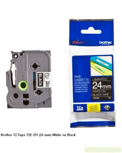 Gambar stationery Brother TZE-355 White on Black 24mm P-touch Tape dan aneka katalog Brother P-touch grosir