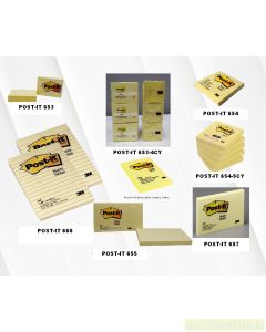 3M Post-it Lengkap murah barang Perlengkapan Kantor 3M Post-it Sticky Note Basic Canary Yellow 653 / 653-4CY / 654 / 654-5CY / 655 / 656 / 657 / 660 (Line) di toko alat tulis grosir Bina Mandiri stationery