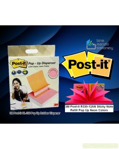 3M Post-it Lengkap murah barang Perlengkapan Kantor 3M Post-it OL-330 Pop Up Rubber Dispenser & R330-12AN Sticky Note Refill Pop Up Neon Colors di toko alat tulis grosir Bina Mandiri stationery