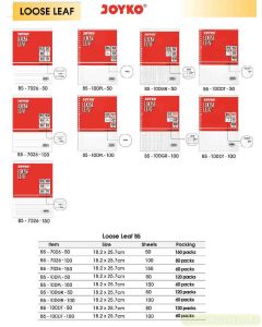 Toko Atk Grosir Bina Mandiri Stationery Jual Kertas Loose Leaf Putih/Warna untuk Binder Note A5/B5 harga Terjangkau di Toko Alat Tulis Sekolah