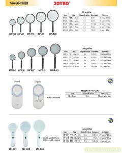 Joyko MF-100 | MF-50  | MF-60  | MF-75  | MF-90  | MFR-10 | MFR-200 | MFR-301 | MFR-302 | MFR-303 | MFR-5  | MFR-6  | MFR-7  | MFR-9  Lup Kaca Pembesar Magnifier