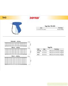 Foto Alat Tembak Label Merk Barang Harga Tag Gun dan Refill Tag Pin Joyko TG-600 | TPN-0 | TPN-1 | TPN-A00 merek Joyko