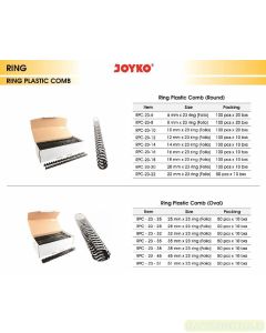 Contoh Joyko Ring Plastic Comb RPC-23-16 (Folio) Spiral jilid Binding merek Joyko