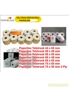 Contoh Paperline Telstrook 68 x 65 mm Kertas Roll Struk Kalkulator Print Bill merek Paperline