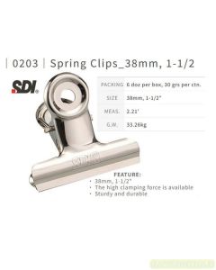 Brosur gambar atk SDI 0203 Round Spring Clips 38 mm (1.5") Stainless Steel Klip Penjepit