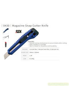 Macam macam perlengkapan sekolah SDI 0430 Magazine Snap Blade Knife (L-500) Auto Refill Blade Pisau Kater Besar dan gambarnya