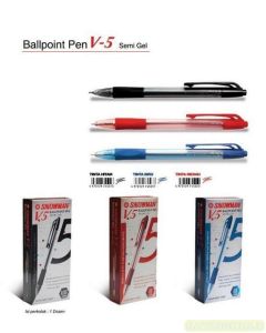 Katalog brosur gambar alat tulis Pena Ballpoint model Snowman Ballpoint V-5 (Retractable) 0.7mm Black Pena Pulpen